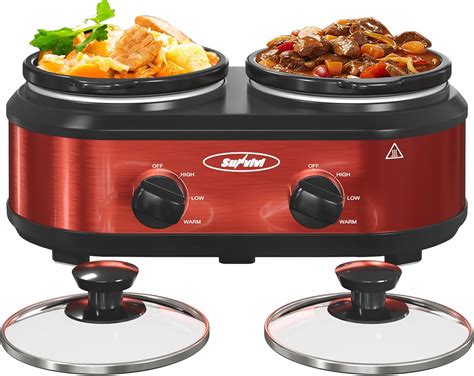 Amazon.com: Sunvivi Dual Slow Cooker, Buffet Server & Warmer with 2 ...