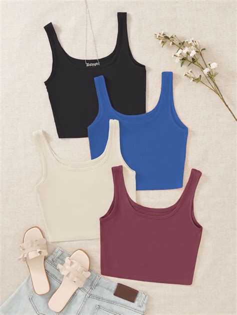 4pack Solid Crop Tank Top | Cropped tank top outfit, Cute preppy ...