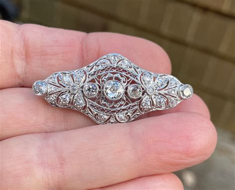 Antique Platinum Diamond Brooch - Etsy