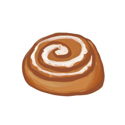Hand drawn cute isolated clip art illustration of cinnamon roll ...