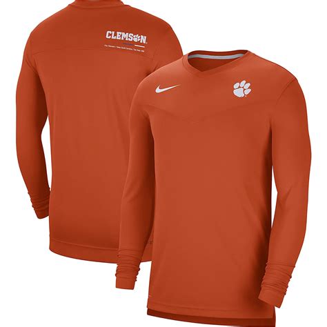 Nike Clemson Tigers 2022 Coach Performance Long Sleeve V-Neck T-Shirt ...