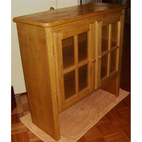 Solid Wood Floor Cabinet with Two Glass Pane Doors - AptDeco