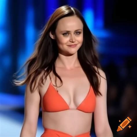 Alexis Bledel modeling swimsuit on Victoria's Secret runway on Craiyon