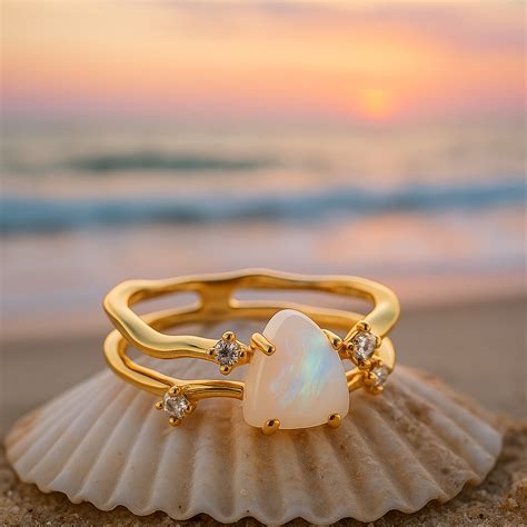 Azure | Golden ring with moon stone and silver 925 - Matilda&Milo Jewels