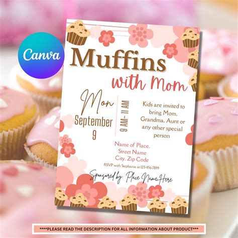 Muffins With Mom Invitation Template | Mother's Day Invitation | Mother ...