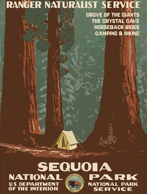Vintage Reproduction of 1930s Sequoia National Park Poster | Vintage ...