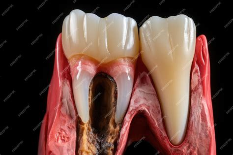 Premium Photo | This image captures a closeup view of a tooth with a ...