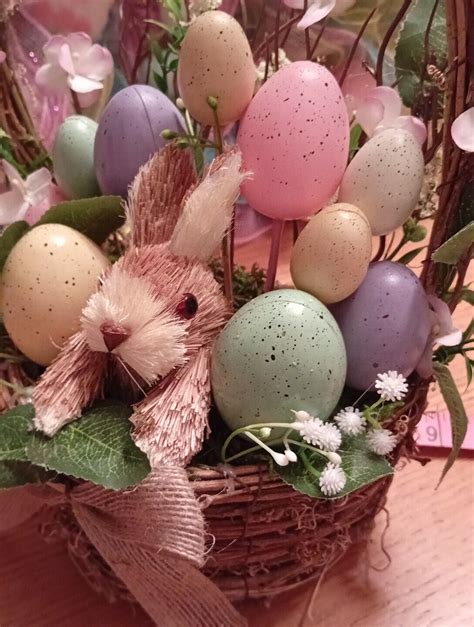 Tk Maxx Easter Spring Wicker Basket With Bunny & Eggs Ornament Decoration | eBay UK