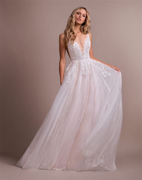 Deep V Lace Wedding Dress at Wedding