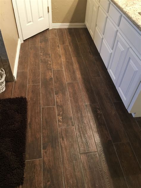 Bathroom Porcelain tile Texas castano 3x36 made to look like wood ...