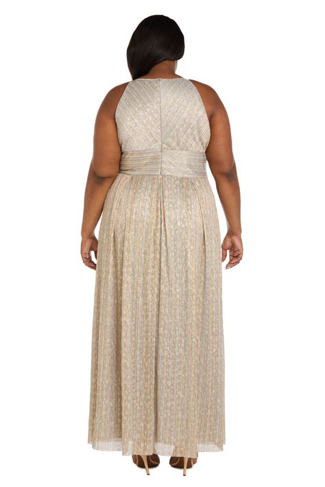 Gold Silver R&M Richards 9552W Metallic Formal Plus Size Long Dress for ...