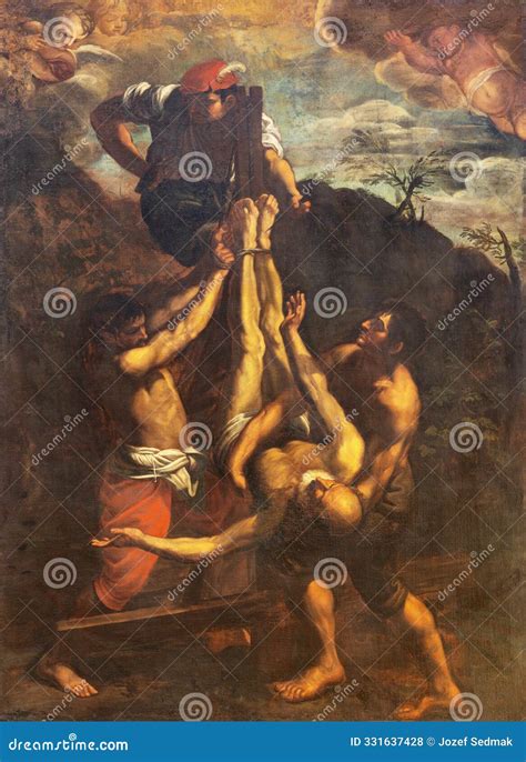 MONOPOLI, ITALY - MARCH 6, 2022: the Painting of Crucifixion of St ...