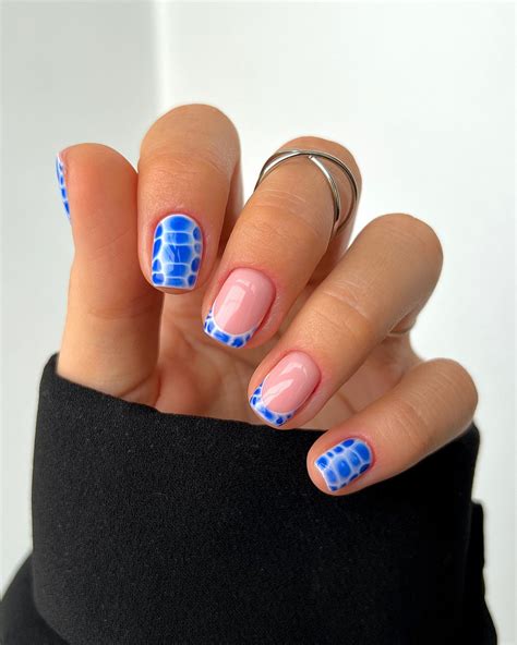 White And Blue Nail Art
