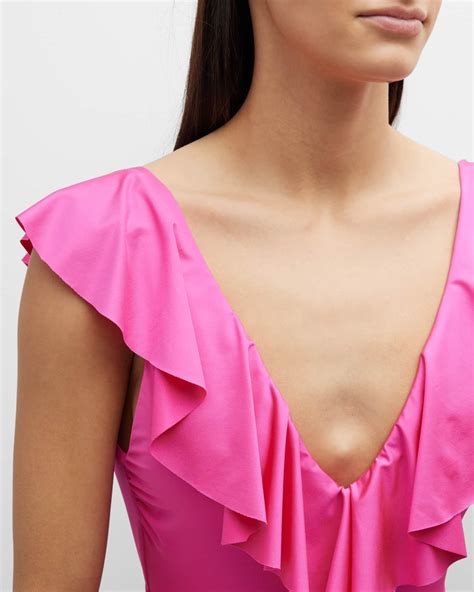 Trina Turk Monaco Ruffle One-Piece Swimsuit | Neiman Marcus