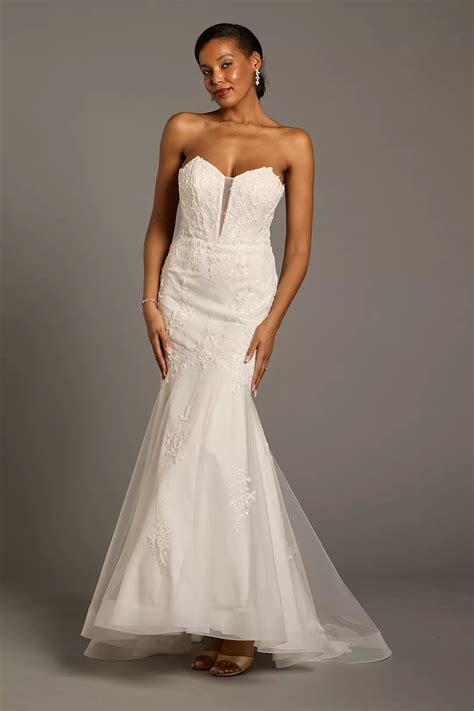 Strapless Lace Appliqued Mermaid Wedding Dress | David's Bridal