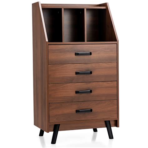 Costway 3-Cube Chest of Drawers Storage Organizer 4-Drawer Dresser with ...