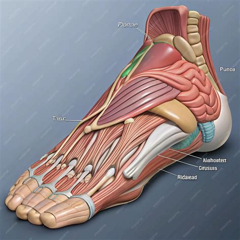 Human Foot Muscle Diagram Medical and Educational Illustration Printable Graphics Design ...