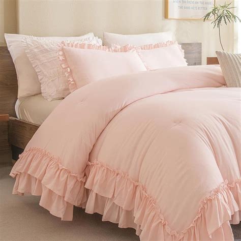 Petal Pink Twin Size Bed Comforter Set Blush French Shabby Chic Bedding ...