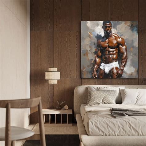 Nude Muscle Male Torso Portrait Art AI Generated Realistic Gay Black ...