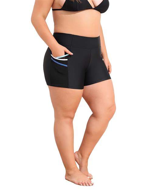 Charmo Plus Size High-Waist Swim Shorts for Womens Boardshort Bike ...