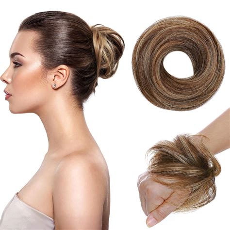 Amazon.com : TESSHAIR Human Hair Messy Bun Hair Piece Scrunchie Women’s ...