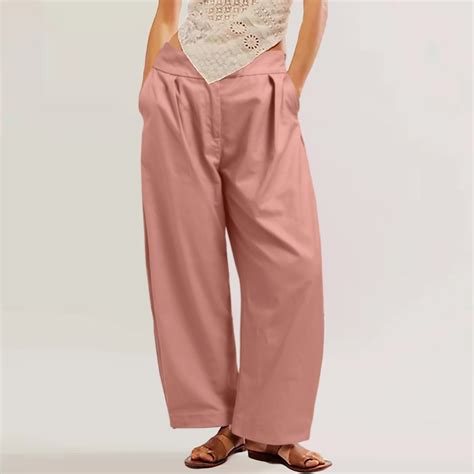 SNKSDGM Women's Plus White Linen Pants Women Low Rise Capri Pants for ...