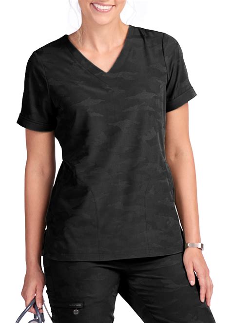 Healing Hands Purple Label Joy Camo Rolled Sleeve V-Neck Scrub Top ...