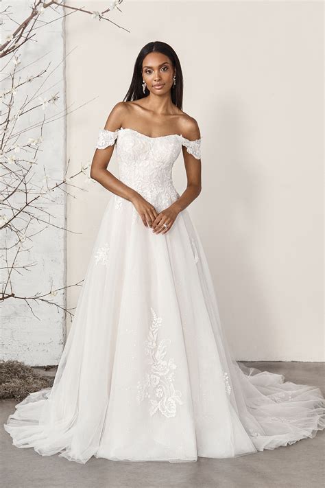 44469: Basque Waist Ball Gown with Scooped Off-The-Shoulder Neckline | Sincerity Bridal
