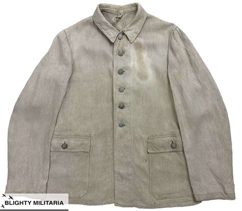Original WW2 German RAD White HBT Fatigue Work Jacket in General