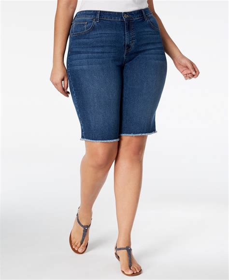 Style & Co - Frayed-Hem Denim Bermuda Shorts - Plus Size - 22W ...