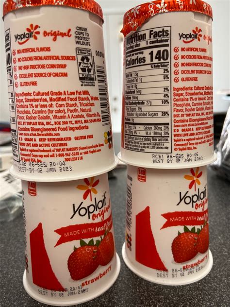 Yoplait Strawberry Yogurt Nutrition Label