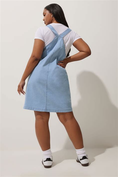 LIMITED COLLECTION Plus Size Light Blue Denim Pinafore Dress | Yours ...
