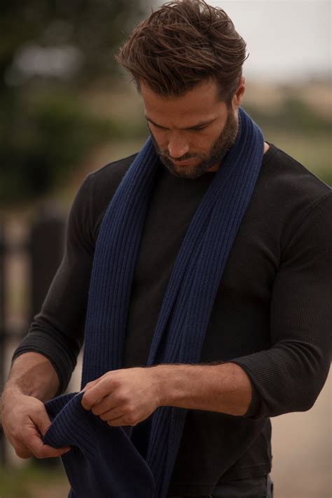 Mens Cashmere scarf, luxury ribbed cashmere scarf