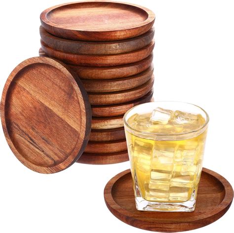 Amazon.com: 20 Pieces Wooden Drink Coasters Bulk 5 Inch Natural Acacia ...