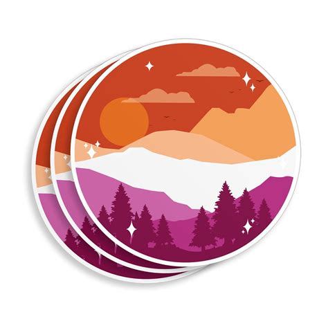 Stickly Subtle Lesbian Sticker Flag LGBTQ+ Pride Mountain Trans Sunset Cute Die-Cut Vinyl ...