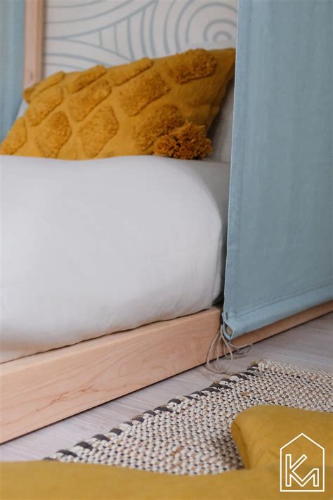 US Crib Size Floor Bed With Powder Blue Linen Cover Kids Bed | Etsy