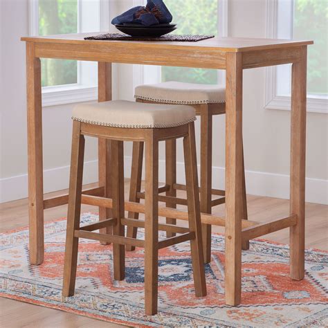 Vera Bar Height Pub Table and Stools Set Beige | Touch of Class
