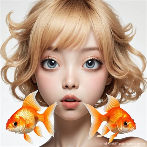 Cute Goldfish with Big Head and Eyes | Stable Diffusion Online