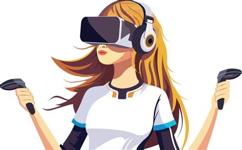 Adorable Character of Young Girl Wearing VR Headset With Hold ...