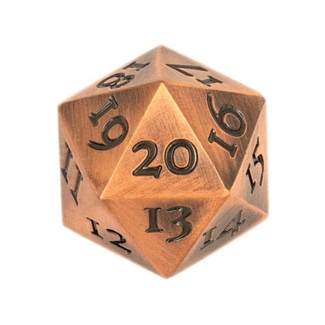 Metal D20 Dice Copper Bronze Finish Spindown Countdown Extra Large ...