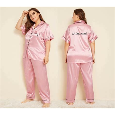 Plus Size Pajamas, Silk Pajamas, Bridesmaid Pajamas, Personalized ...