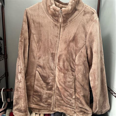 brown fleece jacket - Depop