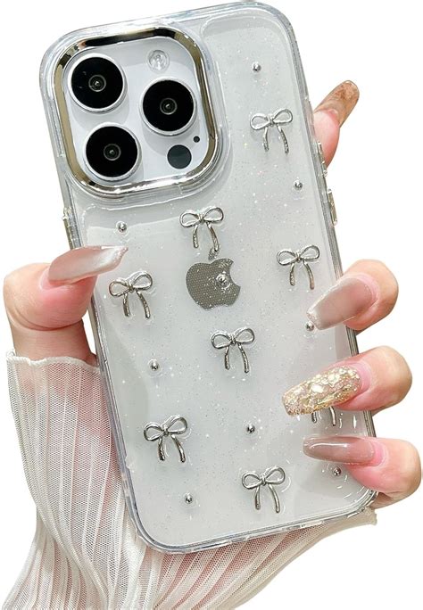 Amazon.com: EYZUTAK Case for iPhone 16, Bling Glitter 3D Bowknot Phone ...