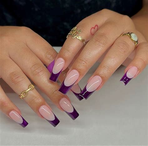 Dark purple French tips nail inspo nail ideas | Purple nails, Funky ...