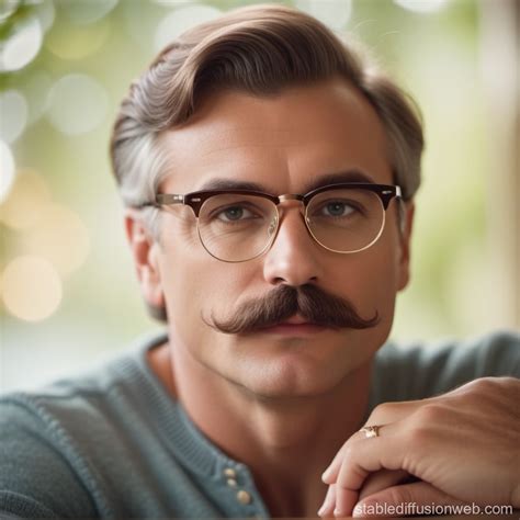 Stylish Individual with Glasses and Mustache | Stable Diffusion Online