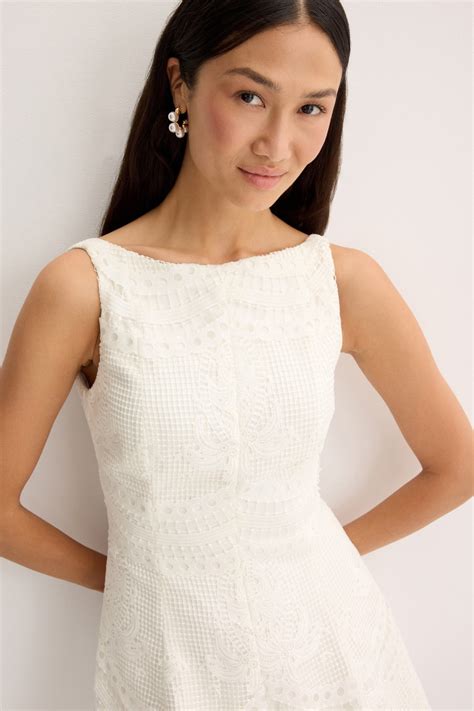 Boat Neck Fit & Flare Mini Dress by Jewel x Badgley Mischka | Rent the ...