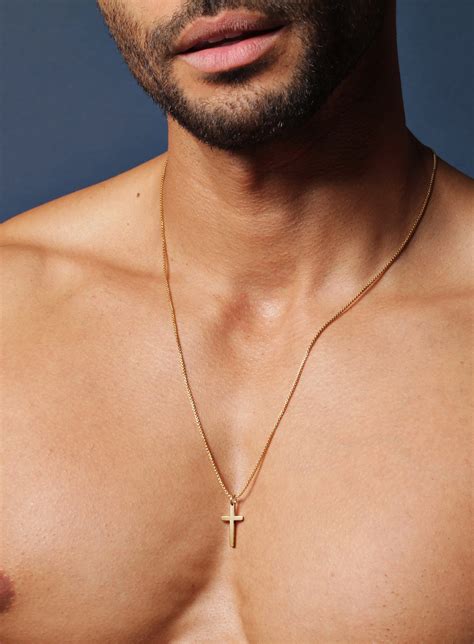 Cross Necklace for Men Men's Gold Cross Necklace - Etsy UK