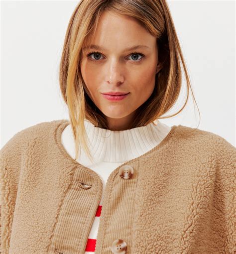 Oversized fabric fleece jacket - Beige