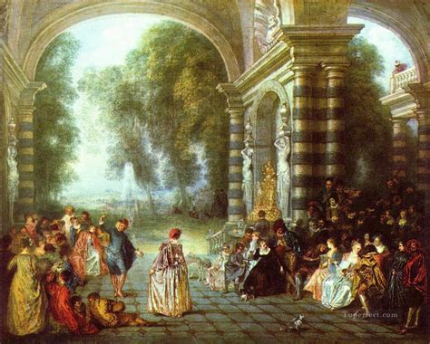 Les Plaisirs du bal Jean Antoine Watteau classic Rococo Painting in Oil ...