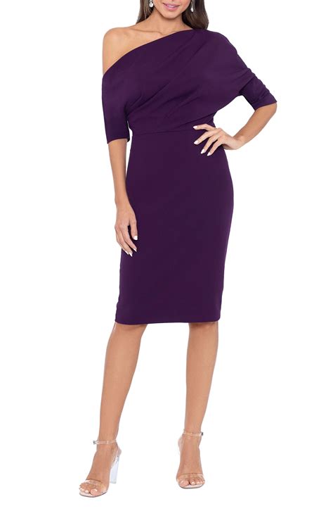 Betsy & Adam One-shoulder Crepe Scuba Sheath Dress in Purple | Lyst